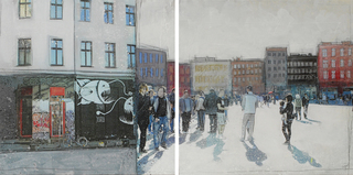 Mrs More "BERLIN" mixed media, canvas, diptychon 40 x 40 cm 