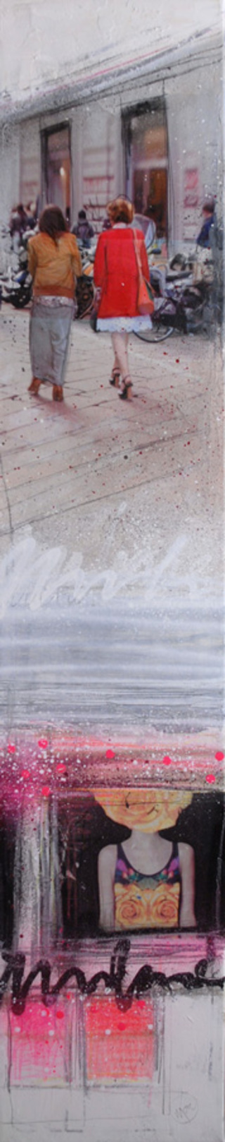 Mrs More "Milano" mixed media, canvas 30 x 150 cm 